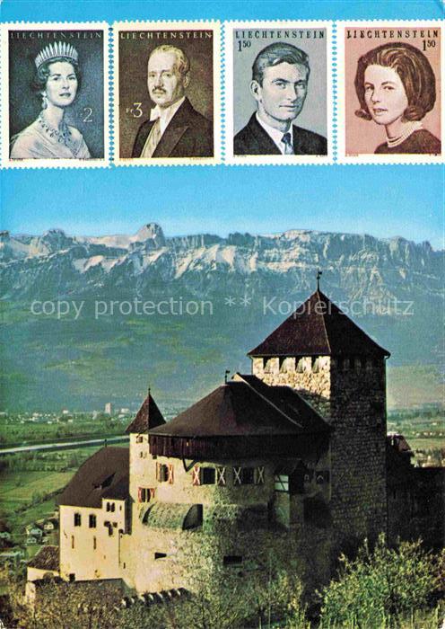Briefmarkensprache auf Ak Liechtenstein Schloss Vaduz Fuerstentum