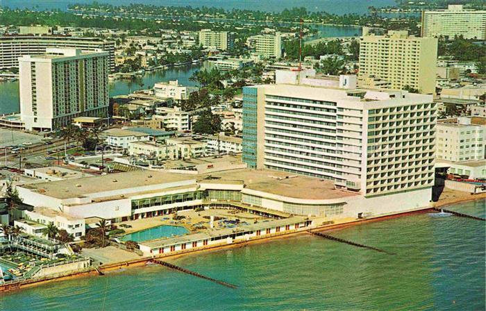 Miami Beach Deauville Hotel on Collins Avenue Atlantic Ocean aerial view