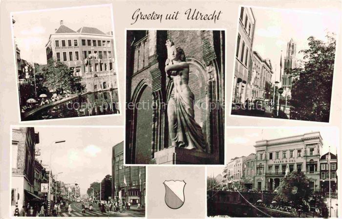 UTRECHT NL Motive Stadtzentrum Statue Kirche