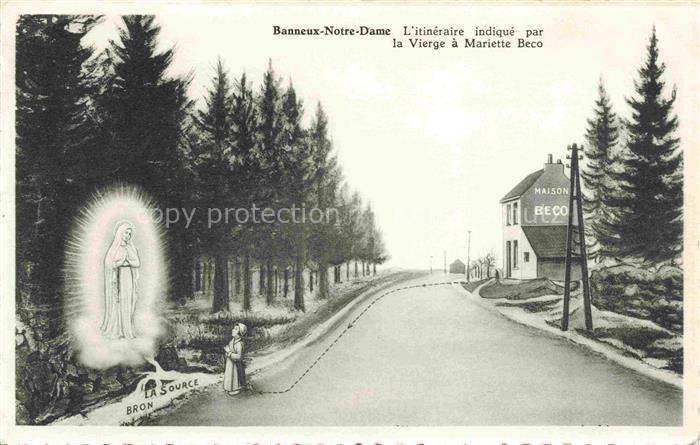 Banneux Notre Dame de Belgie L'itinéraire indiqué par la Vierge à Mariette Beco