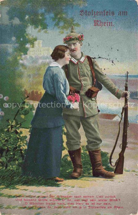 Stolzenfels Schloss Koblenz Rhein Junges Paar Kuenstlerkarte