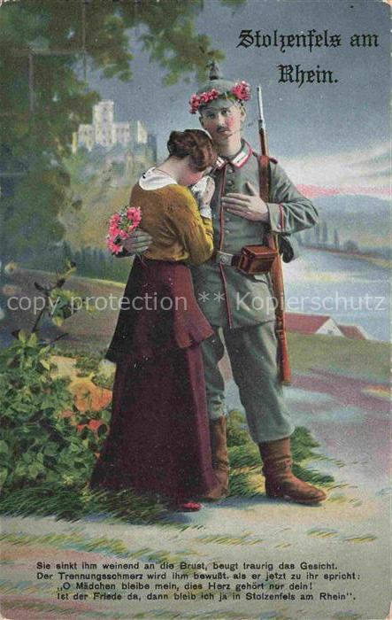 Stolzenfels Schloss Koblenz Rhein Junges Paar Kuenstlerkarte