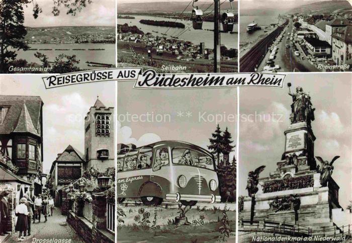 RueDESHEIM am Rhein Gesamtansicht Seilbahn Rheinstrasse Drosselgasse Nationalden