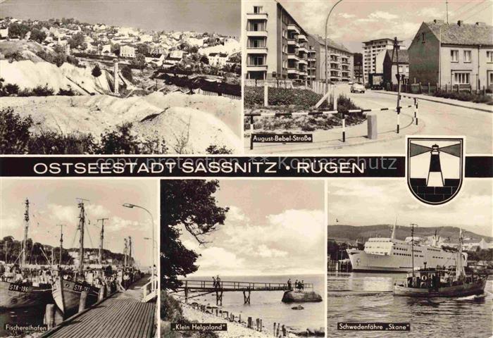 SAssNITZ Ostseebad Ruegen Teilansichten August-Bebel-Strasse Fischereihafen Klei