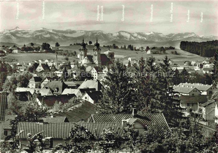 Lindenberg Allgaeu Ansicht mit Kirche Alpenpanorama