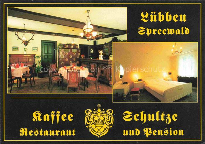 Luebben Spreewald Kaffee Schultze Restaurant Pension Gastraum Fremdenzimmer