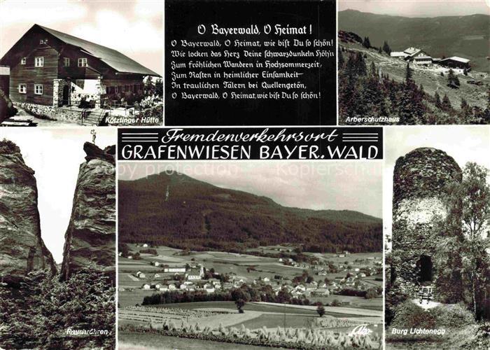 Grafenwiesen Koetztinger Huette Arberschutzhaus Burg Lichtenegg Panorama Felsfor