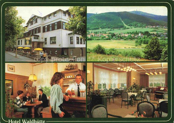 Tabarz Bad Tabarz Hotel Waldhuette Gastraum Bar Landschaftspanorama