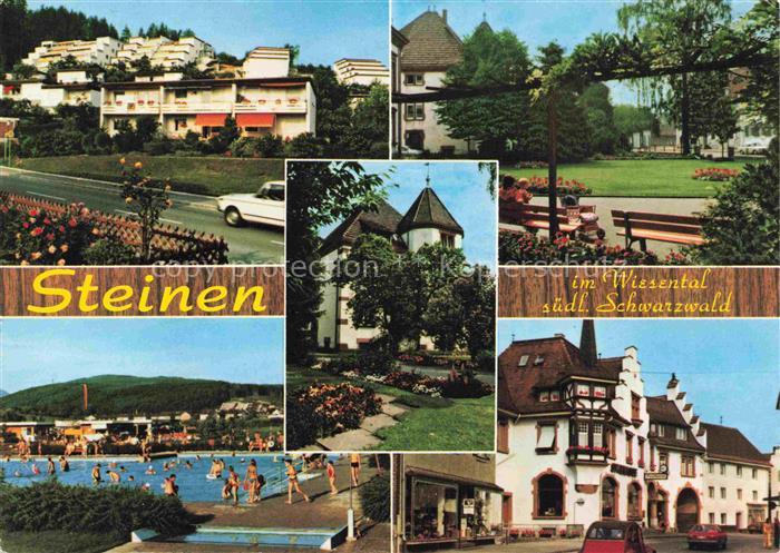 Steinen Wiesental BW Teilansichten Parkanlagen Kirche Stadtzentrum Freibad