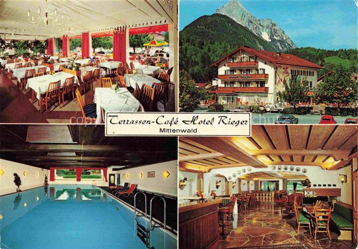 MITTENWALD Bayern Hotel Rieger Terrassencafé Restaurant Hallenbad