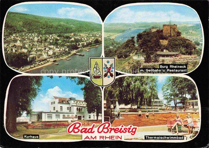 Bad Breisig Luftaufnahme Burg Rheineck Seilbahn Restaurant Kurhaus Thermalschwim