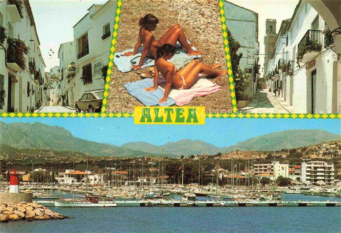 Altea Costa Blanca ES Ortsmotive Zentrum Hafen Ansich vom Meer aus