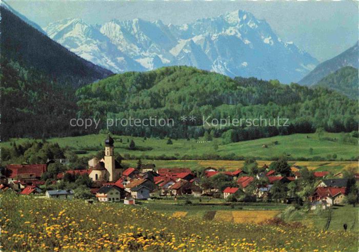 Ohlstadt Panorama Blick gegen Zugspitzgruppe Wettersteingebirge