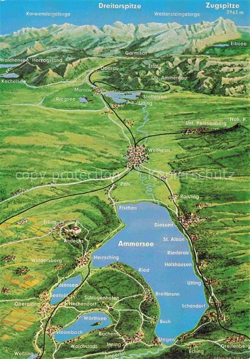 Ammersee Bayern und Umgebung Kloster Andechs Pilsensee Woerthsee Alpen aus der P