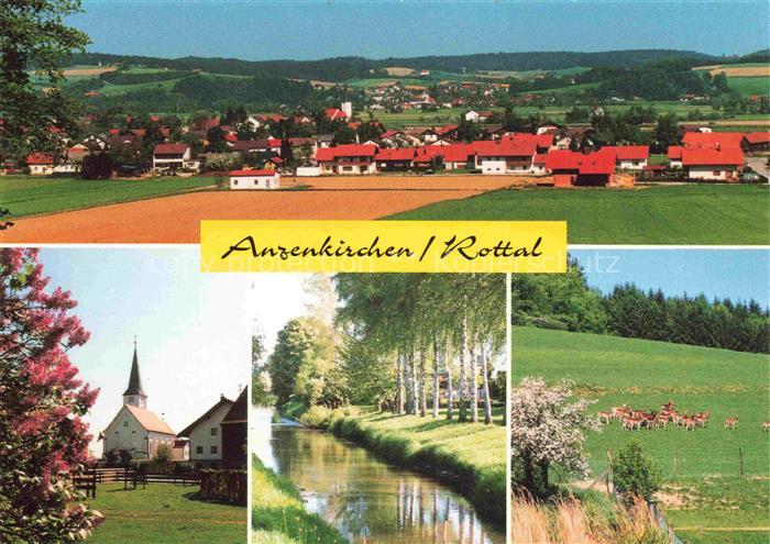 Anzenkirchen Panorama Kirche Partie am Wasser Wild