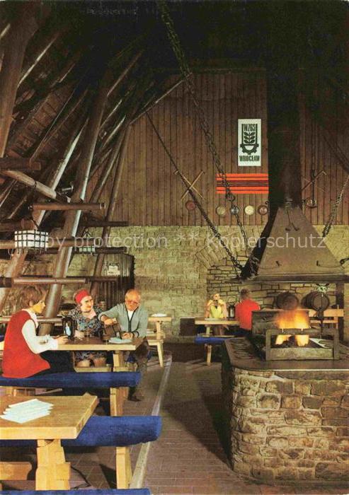 Moritzburg Sachsen Konsum-Gaststaette Raeuberhuette Gastraum Kamin