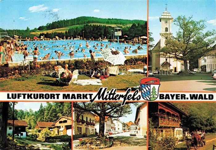 Mitterfels Teilansichten Kirche Freibad Pferdewagen