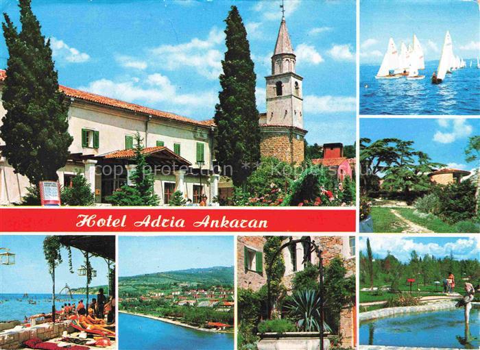 Ankaran Ancarano Slovenia Hotel Adria Ortsmotiv mit Kirche Segeln