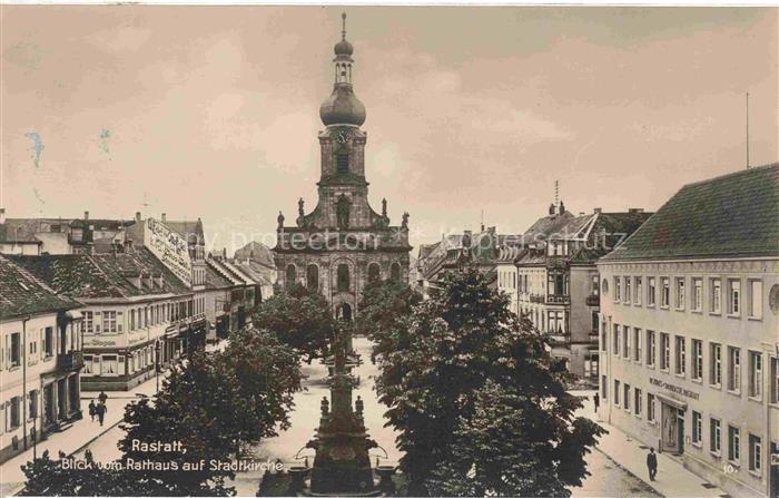 RASTATT Baden BW Blick vom Rathaus auf Stadtkirche