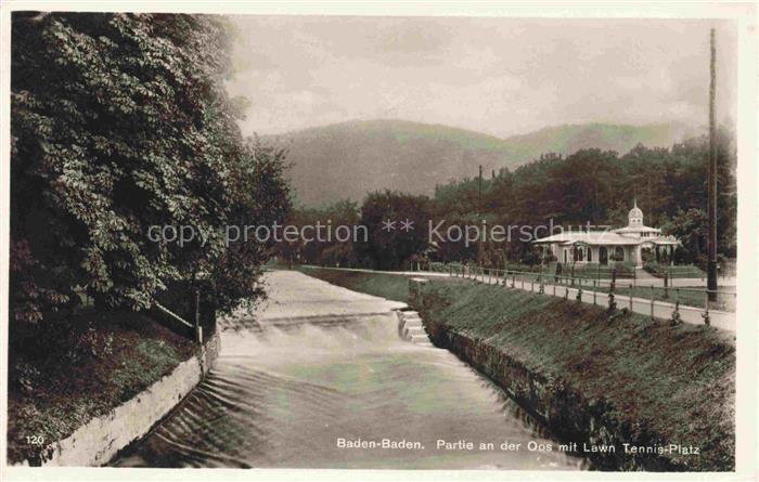 BADEN-BADEN BW Partie an der Oos mit Lawn Tennisplatz