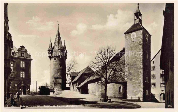 LINDAU  Bodensee Kriegerdenkmal Diebs- und Peterskirchturm