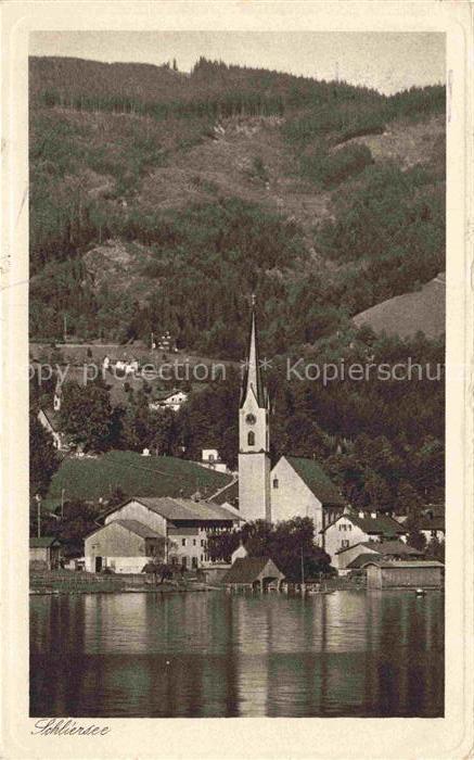 Schliersee Ansicht mit Kirche vom See aus