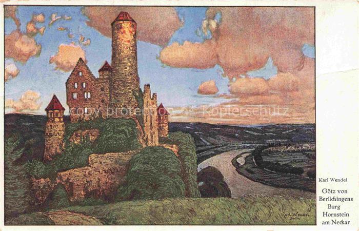 Neckarzimmern Goetz von Berlichingens Burg Hornstein Karl Wendel Kuenstlerkarte
