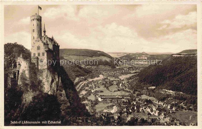 Schloss Lichtenstein Panorama Echaztal