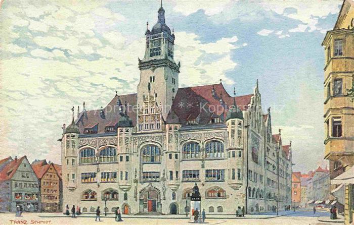 STUTTGART  CITY Rathaus Franz Schmidt Kuenstlerkarte