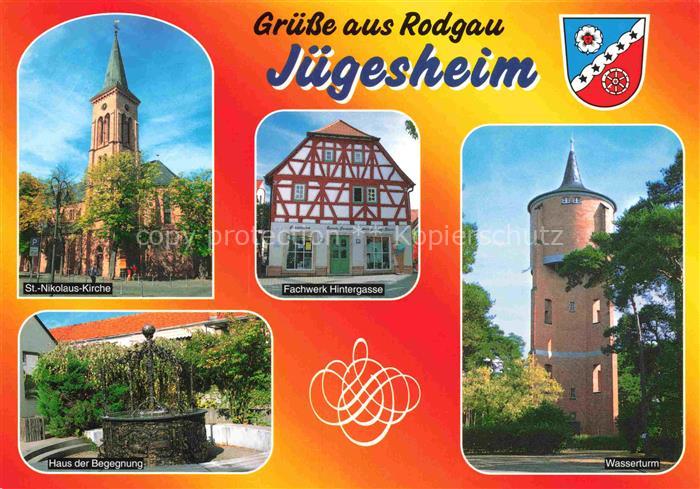Juegesheim St. Nikolaus-Kirche Fachwerkhaus Wasserturm Haus der Begegnung Brunne