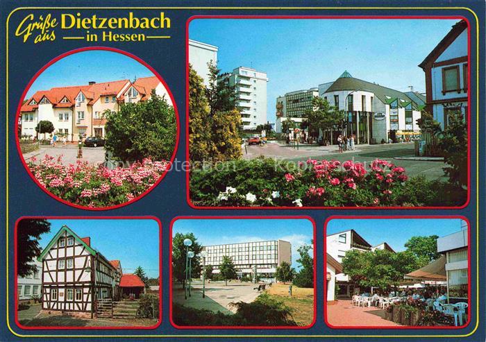 Dietzenbach Motive Stadtzentrum Platz Fachwerkhaus Strassencafé