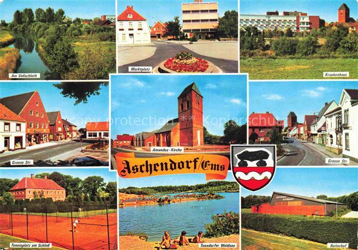 Aschendorf Ems Am Vossschloth Marktplatz Krankenhaus Grosse Strasse Kirche Tenni