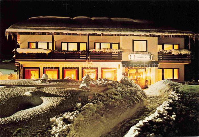 Irsengund Hotel Pension Café Sonnenhalde im Winter Nachtaufnahme