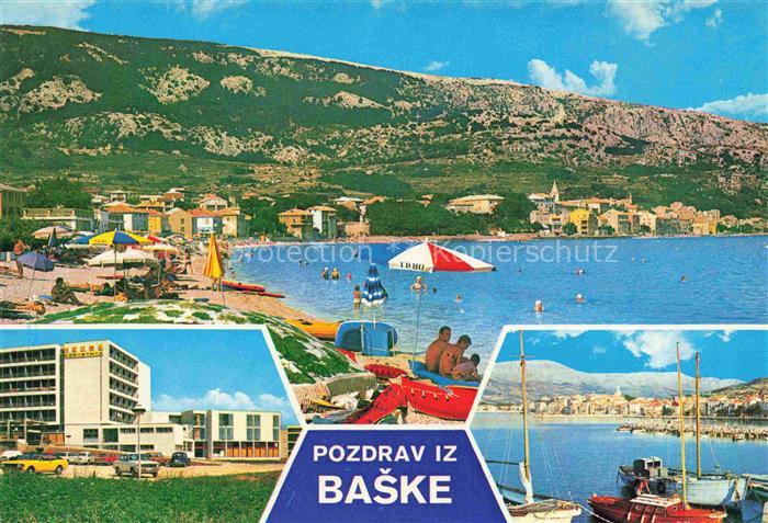 BASKA OTOK KRK Croatia Kuestenpanorama Strand Hotel Hafen