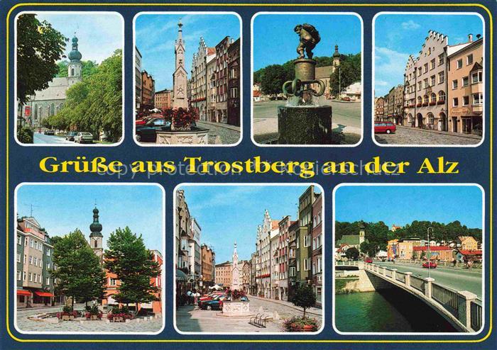 Trostberg Alz Motive Innenstadt Altstadt Brunnen Bruecke