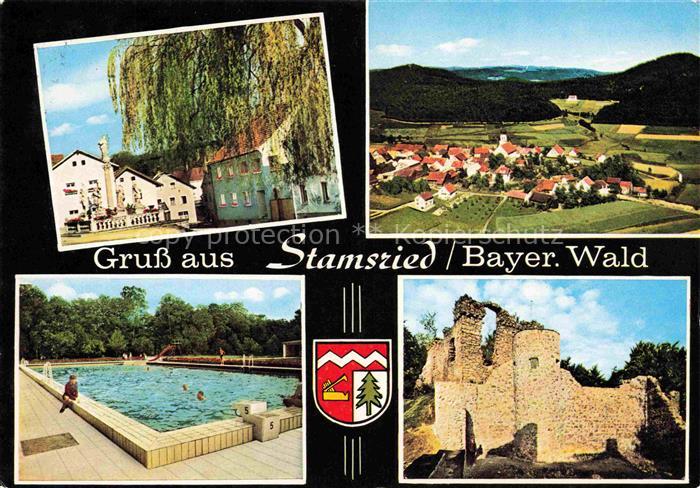 Stamsried Teilansichten Freibad Ruine Panorama Bayerischer Wald Luftaufnahme