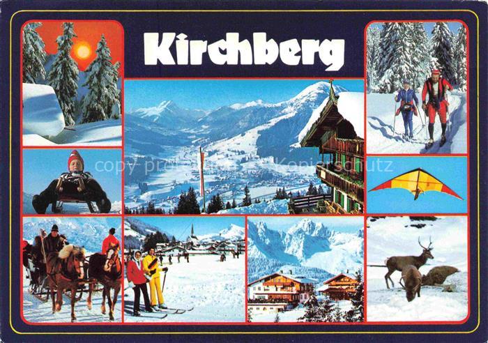 Kirchberg Tirol AT Panorama Wintersportplatz Weltcup-Ort  Langlauf Schlittenfahr