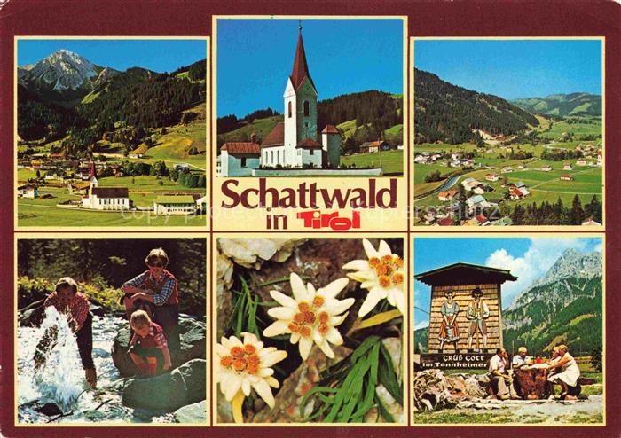Schattwald Tirol AT Landschaftspanorama Kirche Edelweiss Wandern Picknick