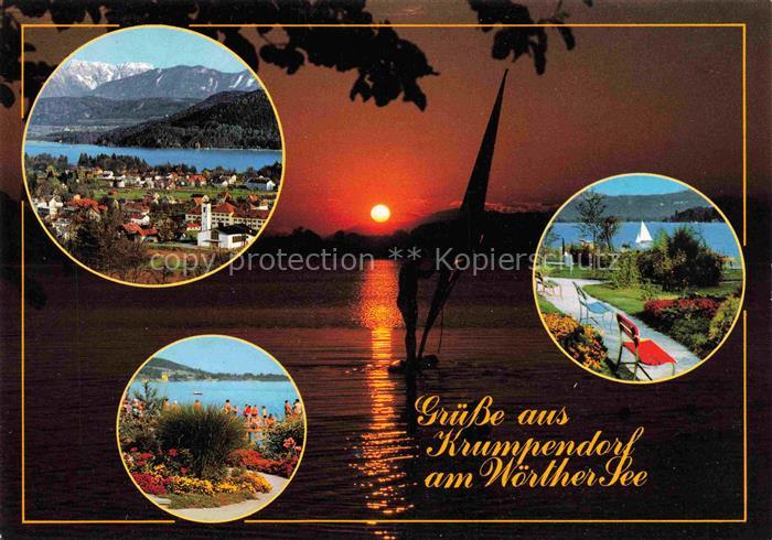 Krumpendorf Woerthersee AT Panorama Alpenseebad Parkanlagen Uferpromenade