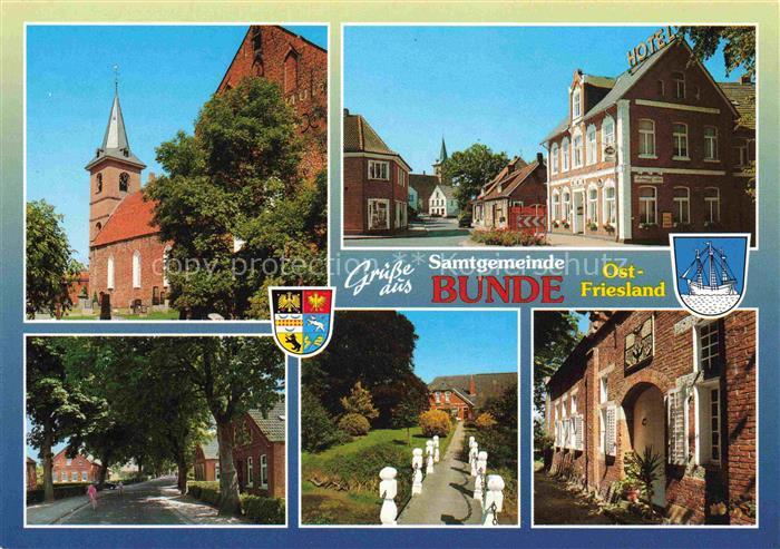 Bunde Niedersachsen Motive Ortszentrum Kirche Hotel Park Baumallee