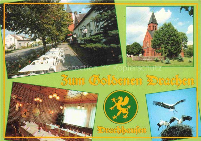 Drachhausen Gaststaette Zum Goldenen Drachen Gastraum Kirche Storchennest