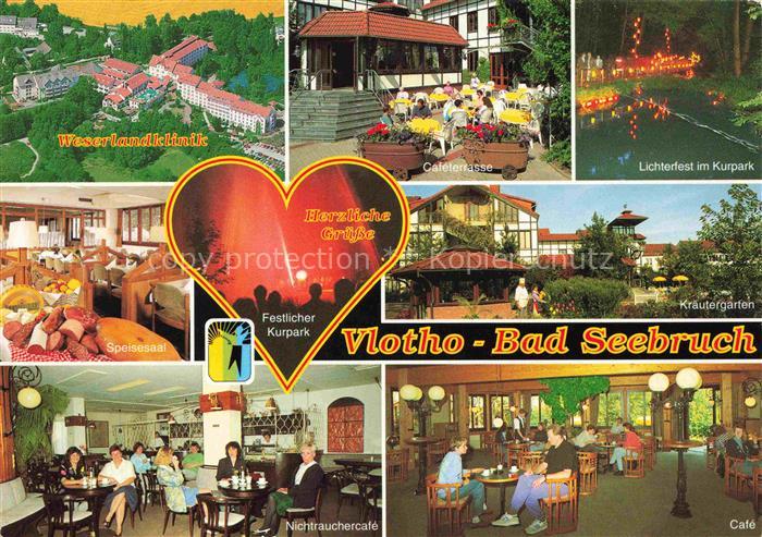 Bad Seebruch Vlotho Weserlandklinik Caféterrasse Lichterfest Kurpark Speisesaal