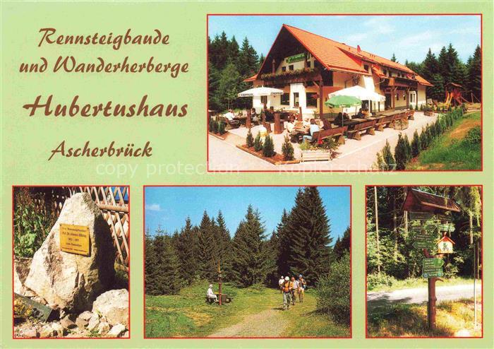 Ruhla Rennsteigbaude Hubertushaus Wanderherberge Gedenkstein Wegweiser