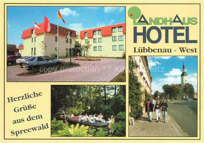 Luebbenau Spreewald Landhaus Hotel Kahnfahrt Blick zur Kirche