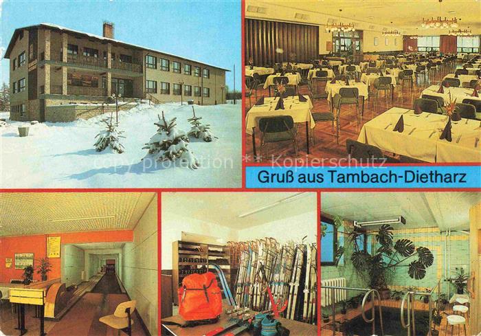Tambach-Dietharz Thueringen FDGB-Urlauberrestaurant Speisesaal Kegelbahn Sportau