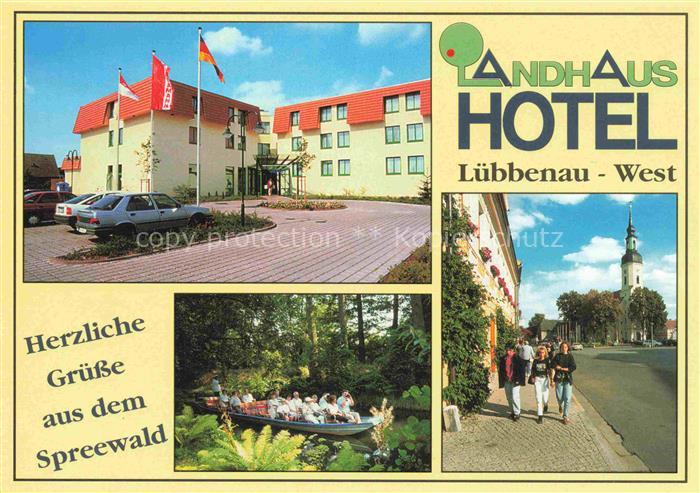 Luebbenau Spreewald Landhaus Hotel Kahnfahrt Blick zur Kirche