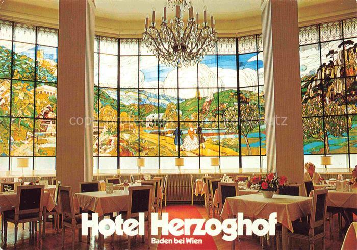 BADEN WIEN AT Hotel Herzoghof Glasgemaelde im Speisesaal