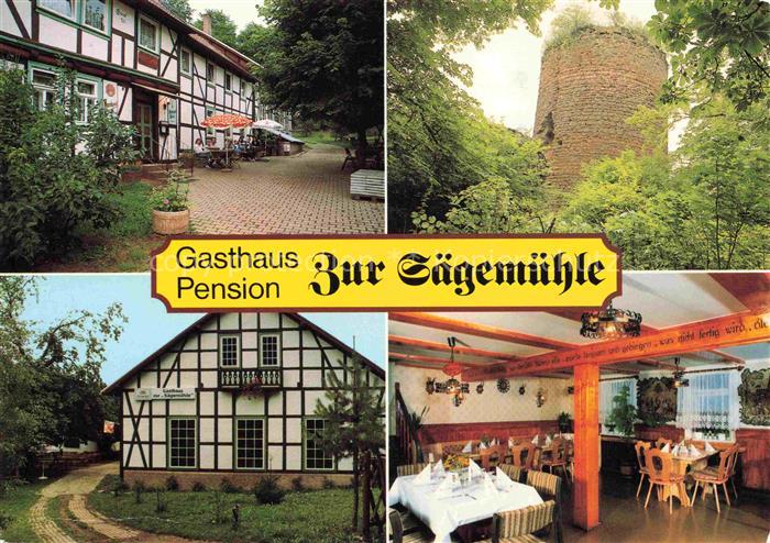 Herrmannsacker Gasthaus Pension zur Saegemuehle Gaststube Burgruine Ebersburg