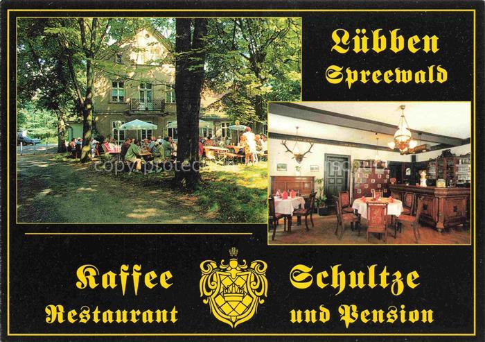 Luebben Spreewald Kaffee Schultze Restaurant Pension Gastraum Gartenterrasse