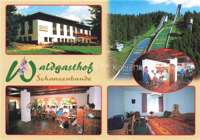 Oberhof  Thueringen Waldgasthof Schanzenbaude Gastraum Fremdenzimmer Skisprungsc